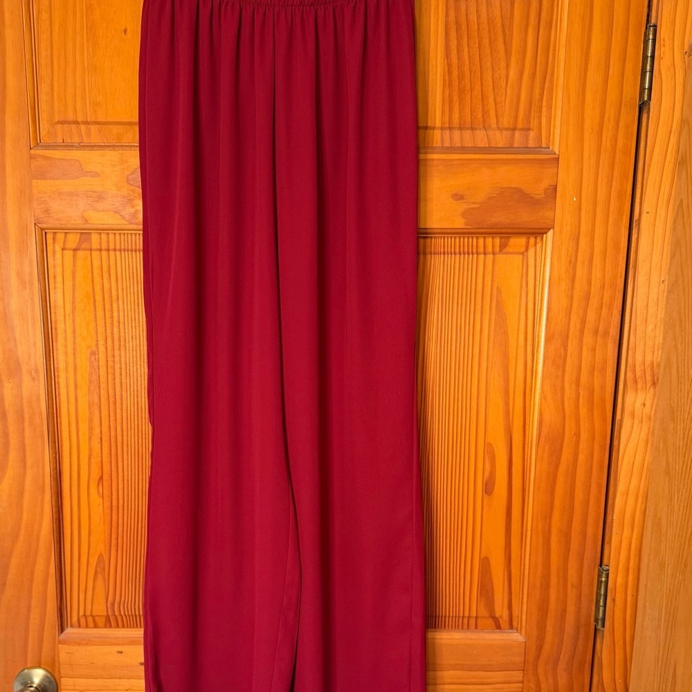 LILY HILL XL Burgundy Chiffon Off-Shoulder Top and Wide Leg Pants Worn Once - Picture 6 of 7